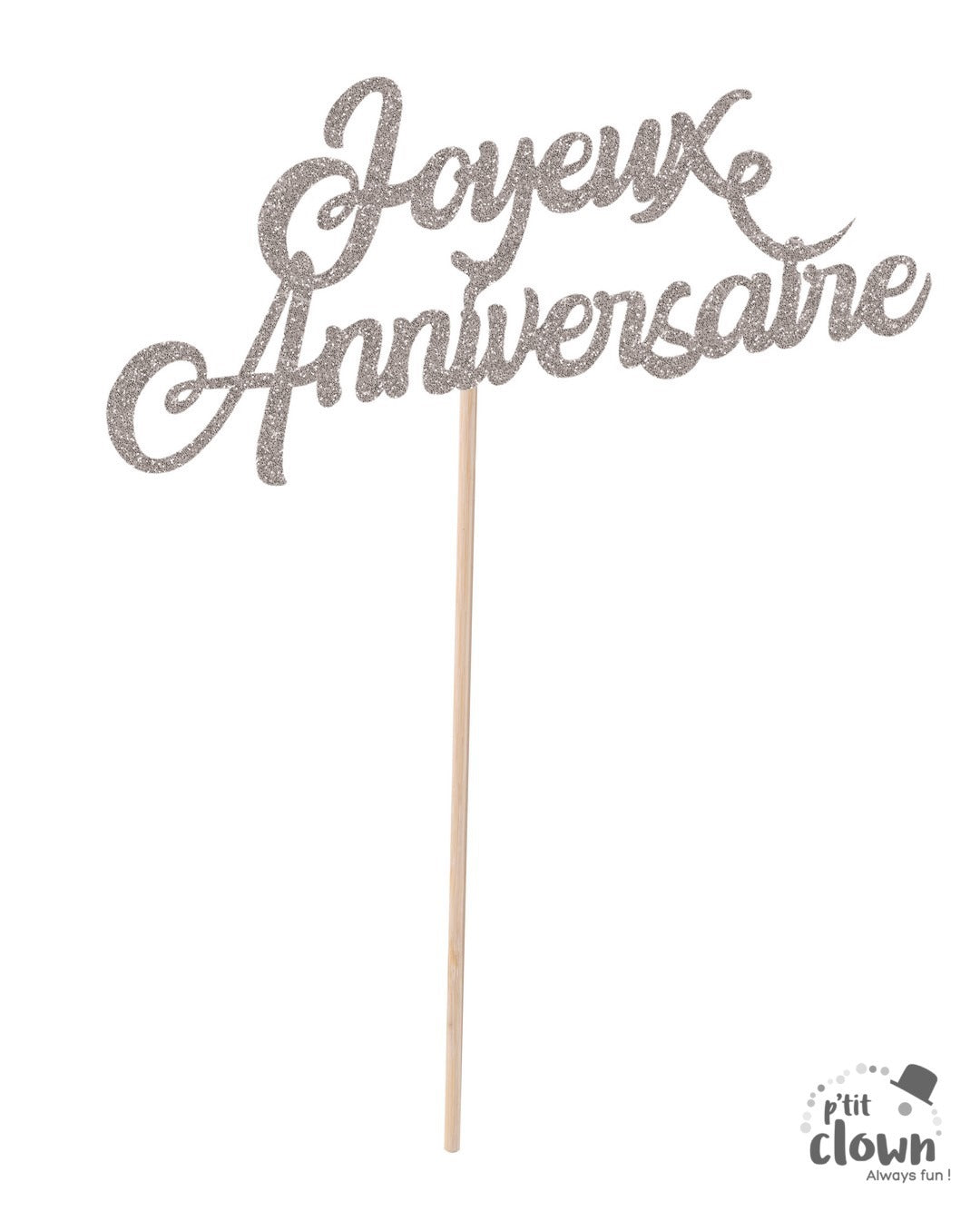 Pique à gâteau Joyeux Anniversaire - argent